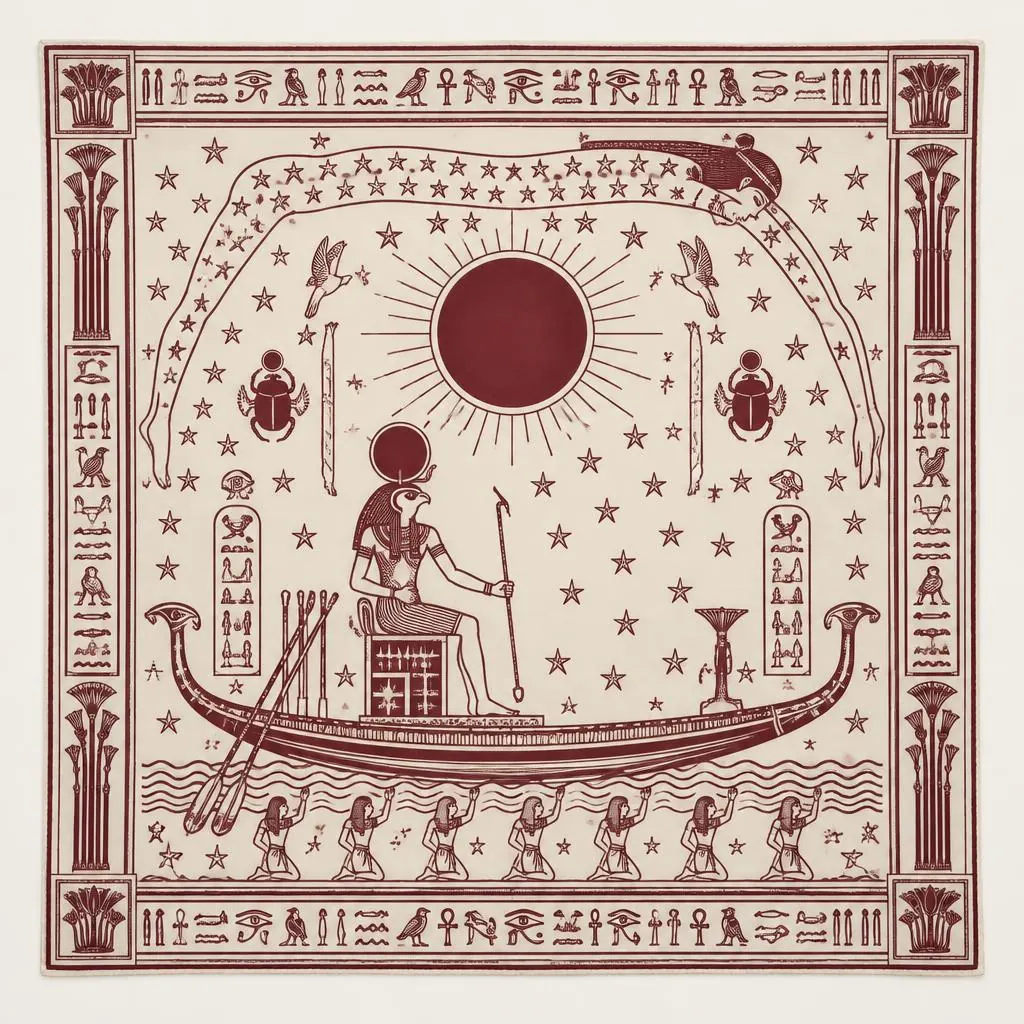 The Journey of Ra silk scarf in Papyrus Ivory, laid flat